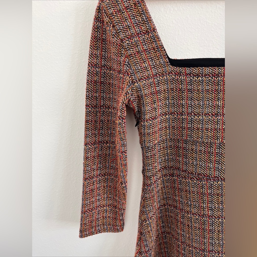 Free People Uptown Girl Tweed Mini Dress size 6 1960s Mod Boho Academia - Picture 9 of 13